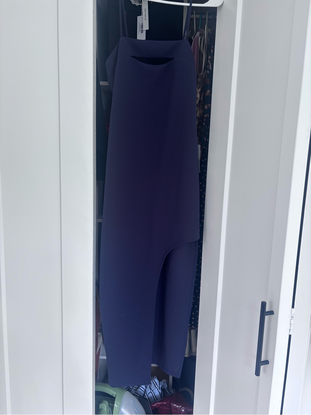 Women's Asymmetric Navy Midi Dress